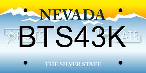 BTS43K Nevada License Plate