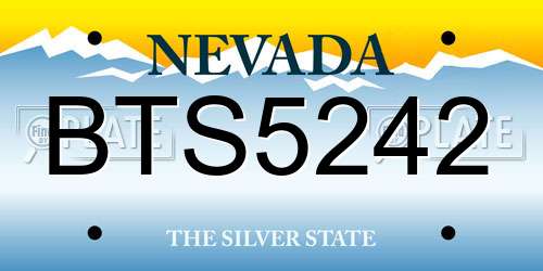 BTS5242 Nevada License Plate