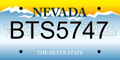 BTS5747 Nevada License Plate