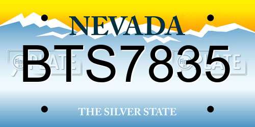 BTS7835 Nevada License Plate