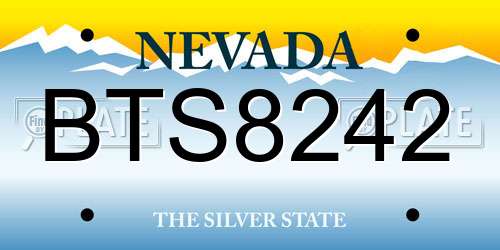 BTS8242 Nevada License Plate