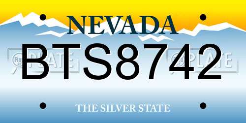BTS8742 Nevada License Plate