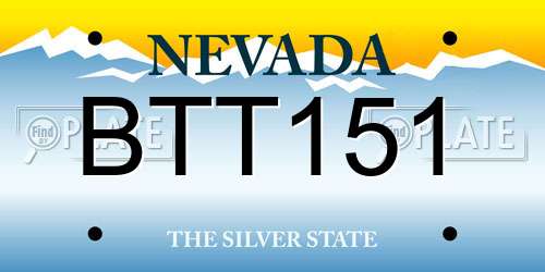 BTT151 Nevada License Plate