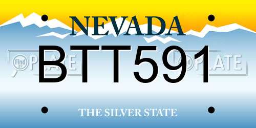 BTT591 Nevada License Plate