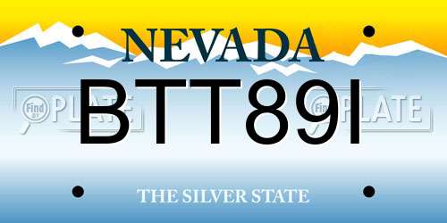 BTT89I Nevada License Plate