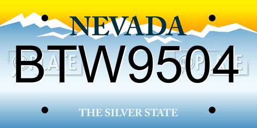 BTW9504 Nevada License Plate