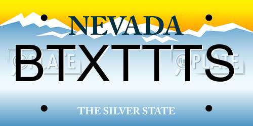 BTXTTTS Nevada License Plate