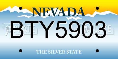 BTY5903 Nevada License Plate