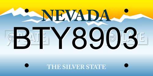 BTY8903 Nevada License Plate
