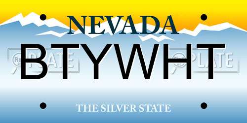 BTYWHT Nevada License Plate