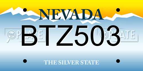 BTZ503 Nevada License Plate