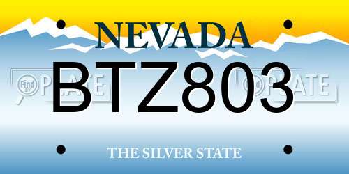 BTZ803 Nevada License Plate