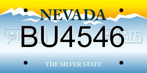 BU4546 Nevada License Plate