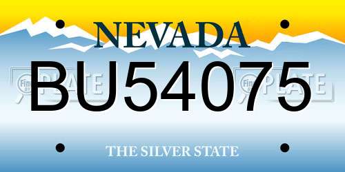 BU54075 Nevada License Plate