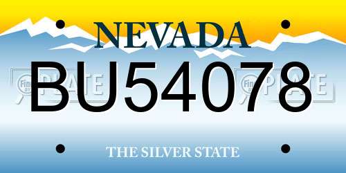 BU54078 Nevada License Plate