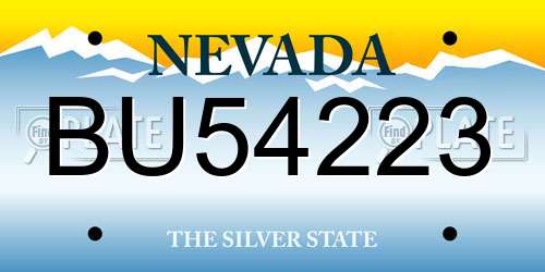BU54223 Nevada License Plate