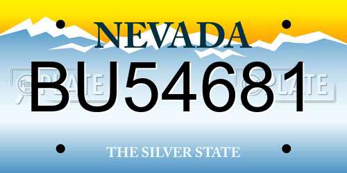 BU54681 Nevada License Plate