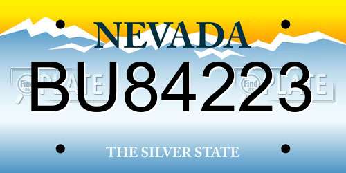 BU84223 Nevada License Plate