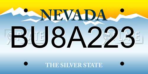 BU8A223 Nevada License Plate