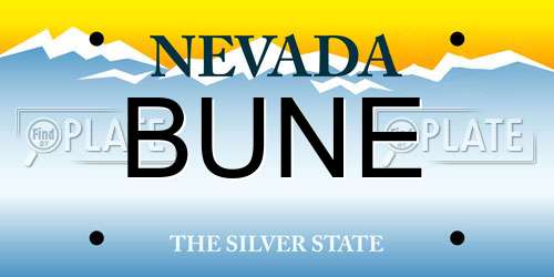 BUNE Nevada License Plate