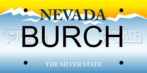BURCH Nevada License Plate
