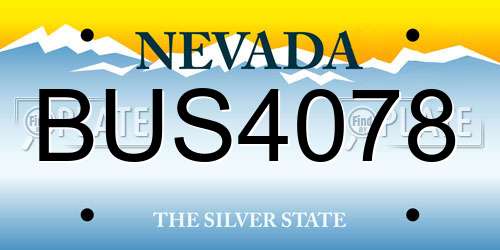 BUS4078 Nevada License Plate