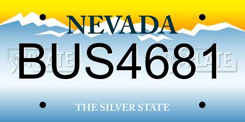 BUS4681 Nevada License Plate
