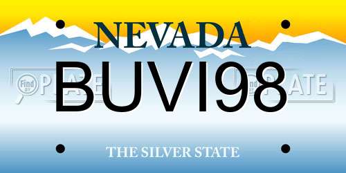 BUVI98 Nevada License Plate