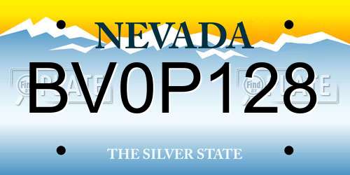 BV0P128 Nevada License Plate