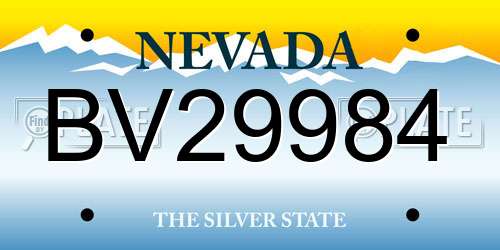 BV29984 Nevada License Plate
