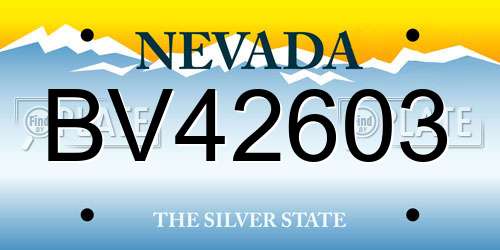 BV42603 Nevada License Plate