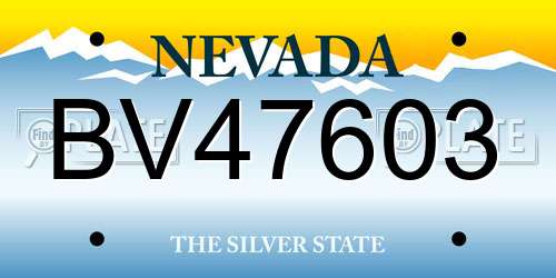 BV47603 Nevada License Plate