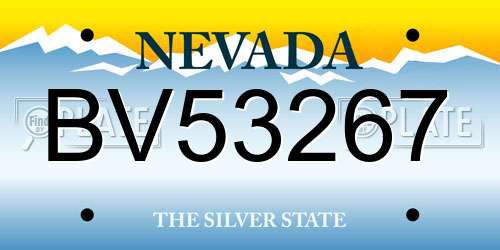 BV53267 Nevada License Plate