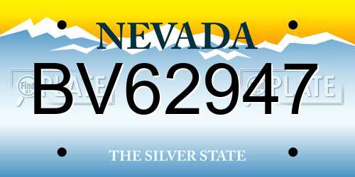 BV62947 Nevada License Plate