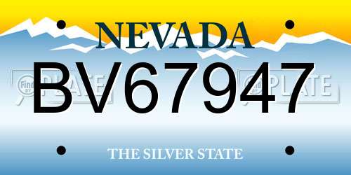 BV67947 Nevada License Plate