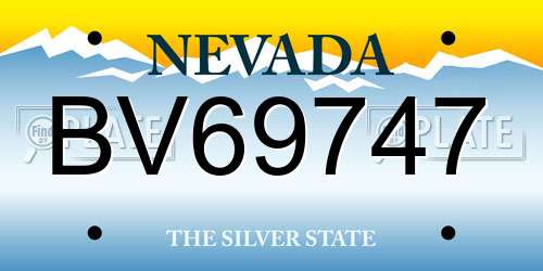 BV69747 Nevada License Plate