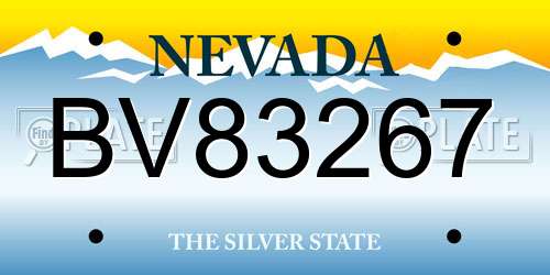 BV83267 Nevada License Plate
