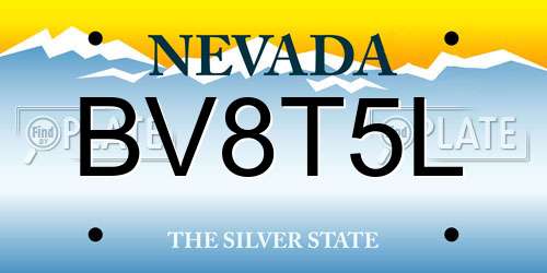 BV8T5L Nevada License Plate