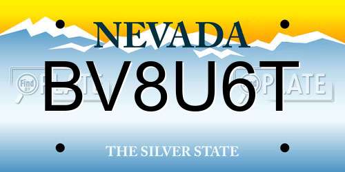 BV8U6T Nevada License Plate
