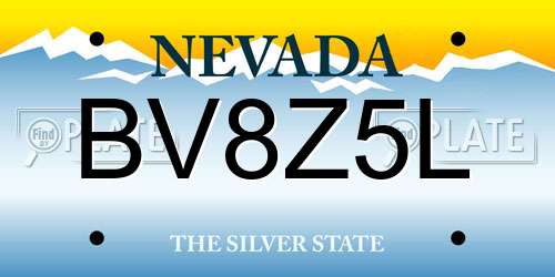 BV8Z5L Nevada License Plate
