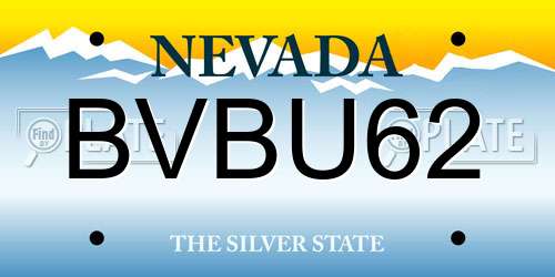 BVBU62 Nevada License Plate
