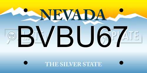 BVBU67 Nevada License Plate