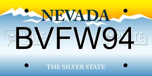 BVFW94 Nevada License Plate