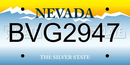 BVG2947 Nevada License Plate