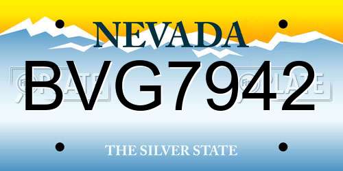 BVG7942 Nevada License Plate