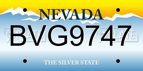 BVG9747 Nevada License Plate