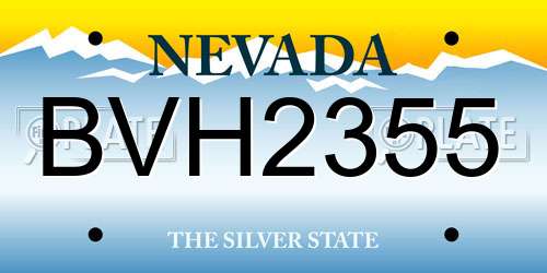 BVH2355 Nevada License Plate