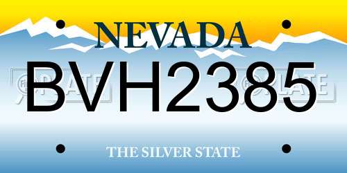 BVH2385 Nevada License Plate