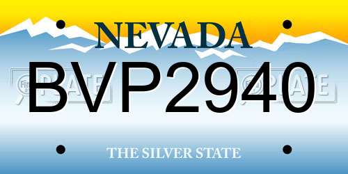 BVP2940 Nevada License Plate