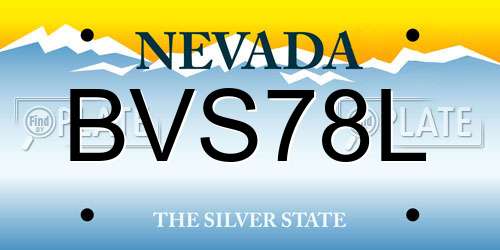 BVS78L Nevada License Plate